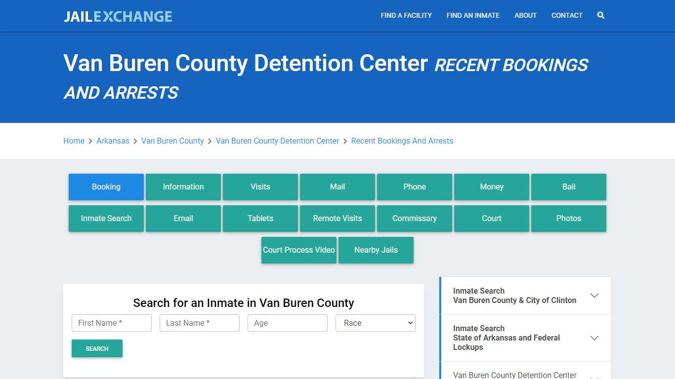 Van Buren County Detention Center AR Recent Arrests and Bookings